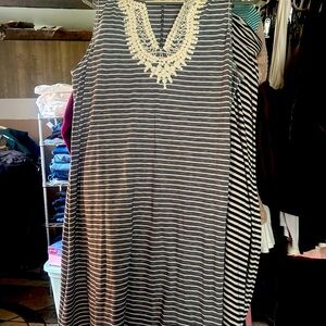 Max Studio Navy and White Striped Dress
